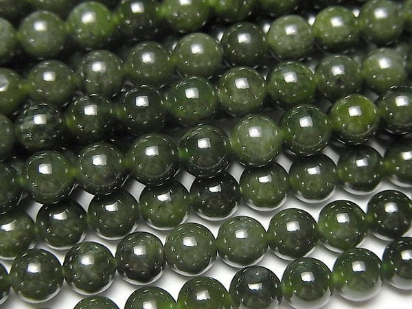 [Video] Russian Nephrite Jade AA++ Round 6mm half or 1strand beads (aprx.15inch/36cm)