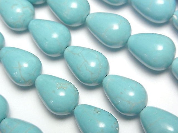 [Video]Magnesite Turquoise Vertical Hole Drop (Smooth) 14x10x10mm 1strand beads (aprx.15inch/37cm)