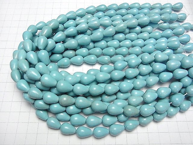 [Video]Magnesite Turquoise Vertical Hole Drop (Smooth) 14x10x10mm 1strand beads (aprx.15inch/37cm)