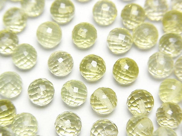[Video]High Quality Lemon Quartz AAA Half Drilled Hole Faceted Round 6mm 4pcs
