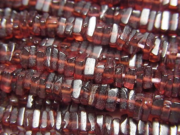 [Video]Mozambique Garnet AA++ Square Roundel (Disc) 1strand beads (aprx.16inch/40cm)