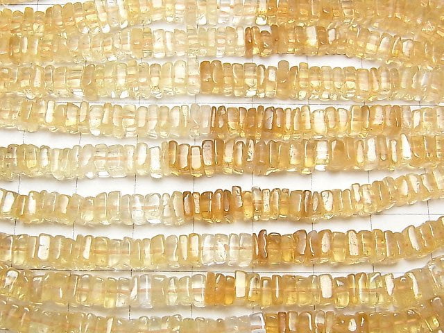 [Video]High Quality Citrine AAA- Square Roundel (Disc) half or 1strand beads (aprx.16inch/40cm)
