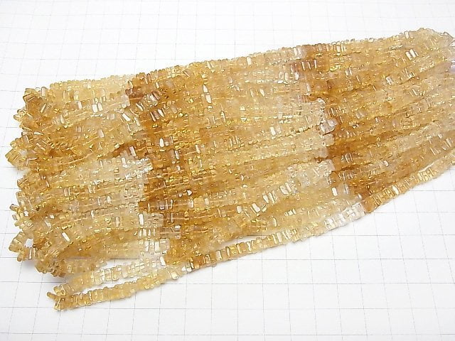 [Video]High Quality Citrine AAA- Square Roundel (Disc) half or 1strand beads (aprx.16inch/40cm)