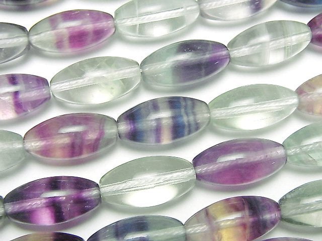 [Video] Multicolor Fluorite AA++ Rice 16x8x8mm half or 1strand beads (aprx.15inch/36cm)