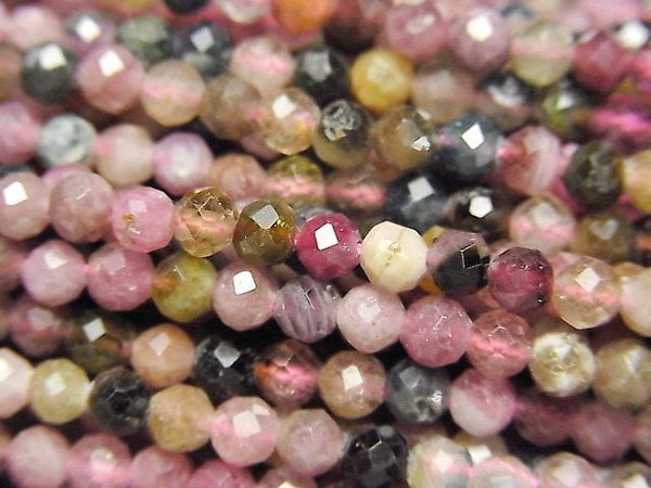 [Video]High Quality! Multicolor Tourmaline AA Faceted Round 4mm 1strand beads (aprx.15inch/37cm)
