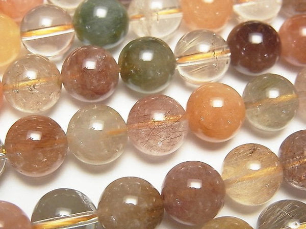 [Video] Multicolor Rutilated Quartz AA++ Round 10mm half or 1strand beads (aprx.15inch/38cm)