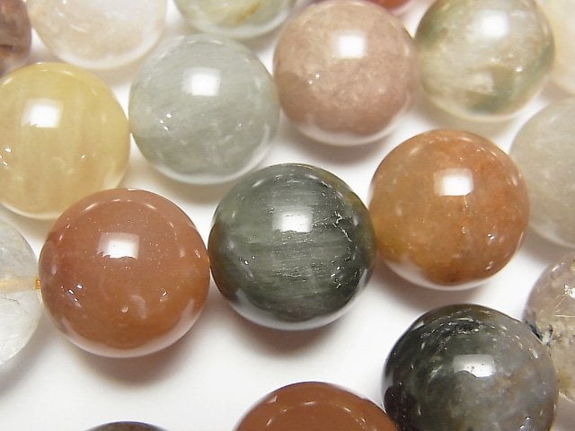 [Video] Multicolor Rutilated Quartz AA++ Round 16mm 1/4 or 1strand beads (aprx.15inch/37cm)