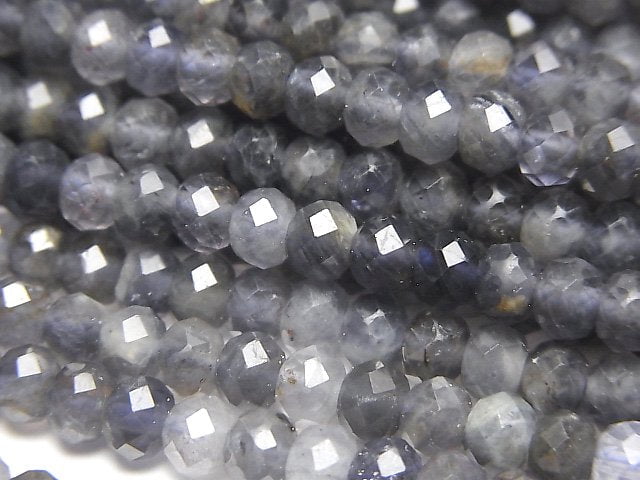 [Video]High Quality! Iolite AA Faceted Button Roundel 5x5x3.5mm 1strand beads (aprx.15inch/37cm)