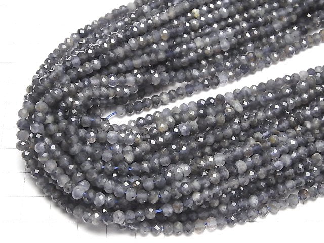 [Video]High Quality! Iolite AA Faceted Button Roundel 5x5x3.5mm 1strand beads (aprx.15inch/37cm)