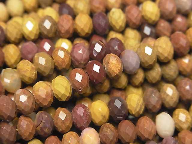 [Video]High Quality! Mookaite Faceted Button Roundel 5x5x3.5mm 1strand beads (aprx.15inch/37cm)