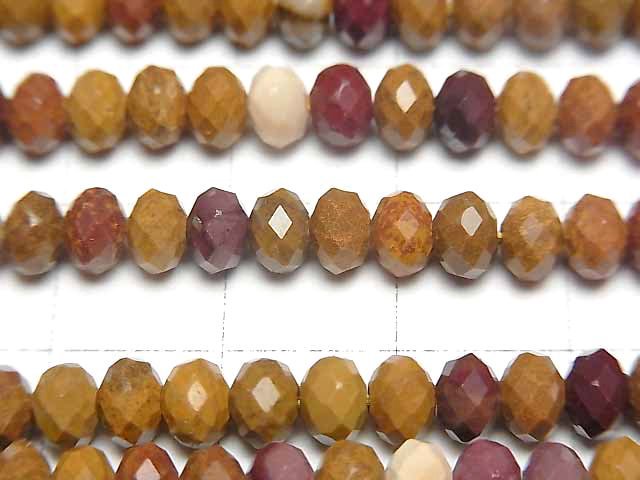 [Video]High Quality! Mookaite Faceted Button Roundel 5x5x3.5mm 1strand beads (aprx.15inch/37cm)