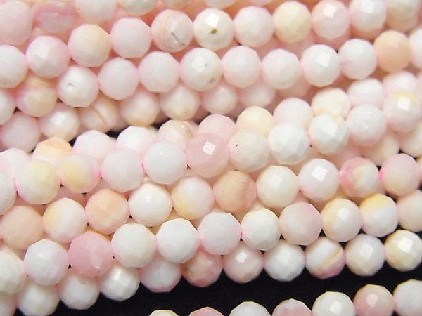 [Video]High Quality! Queen Conch Shell AA++ Faceted Round 4mm 1strand beads (aprx.15inch/37cm)