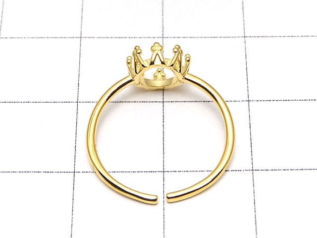 [Video]Silver925 Crown Ring Frame (Prong Setting) Round 6mm 18KGP Free Size 1pc