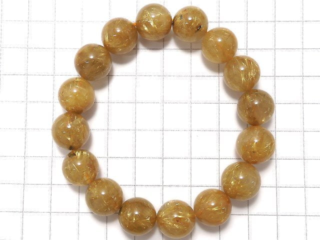 [Video][One of a kind] Rutilated Quartz AAA- Round 13mm Bracelet NO.208