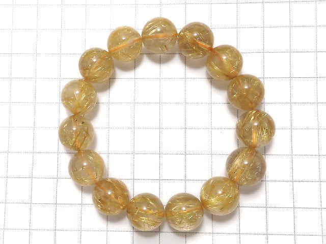 [Video][One of a kind] Rutilated Quartz AAA- Round 14mm Bracelet NO.211