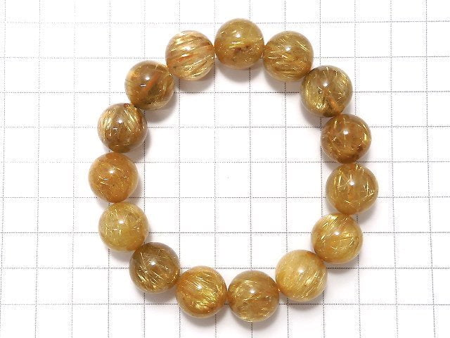 [Video][One of a kind] Rutilated Quartz AAA- Round 14mm Bracelet NO.213