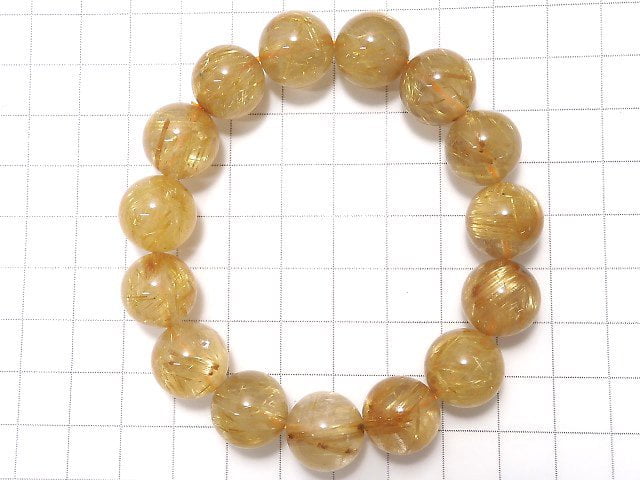 [Video][One of a kind] Rutilated Quartz AAA- Round 14mm Bracelet NO.214