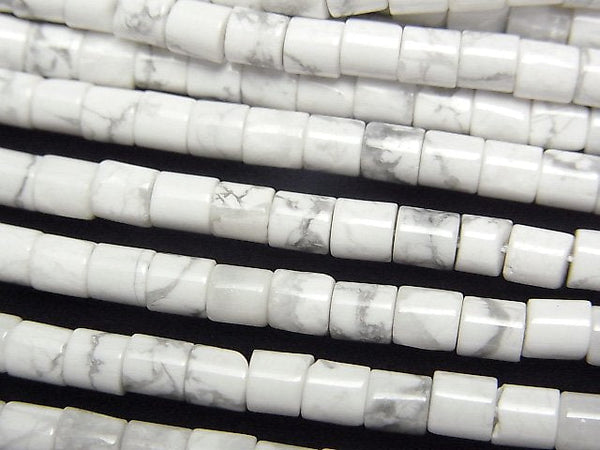 [Video] Howlite Magnesite Tube (Heishi )4mm 1strand beads (aprx.15inch/37cm)