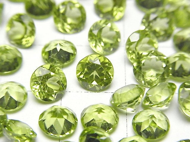 [Video]High Quality Peridot AAA Loose stone Round Faceted 6x6mm 3pcs