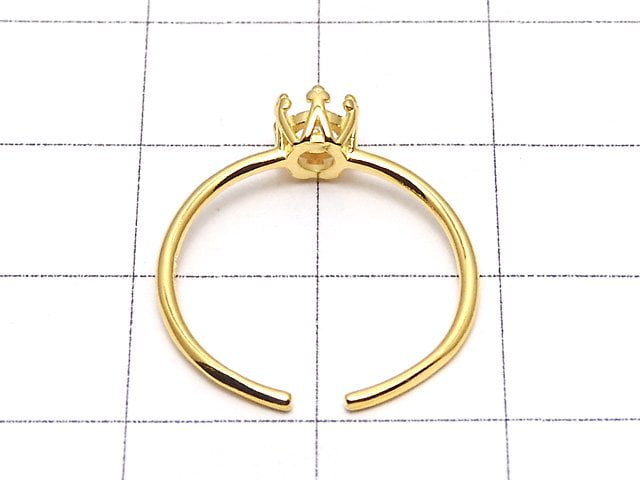 [Video]Silver925 Crown Ring Empty Frame (Claw Clip) Round Faceted 4mm 18KGP Free Size 1pc