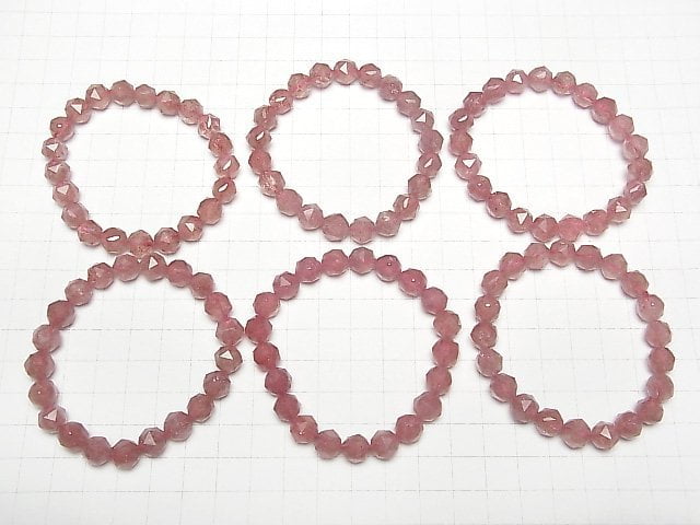 [Video]High Quality! Pink Epidote AAA Star Faceted Round 9mm Bracelet