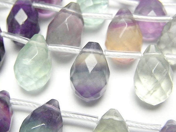 [Video]Multicolor Fluorite AAA- Faced Drop 14x10x10mm 1strand beads (aprx.7inch/17cm)