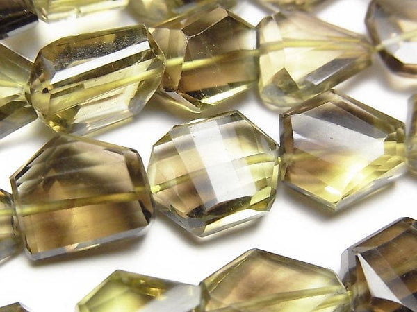 [Video]High Quality Lemon x Smoky Quartz AAA- Faceted Nugget half or 1strand beads (aprx.15inch/38cm)