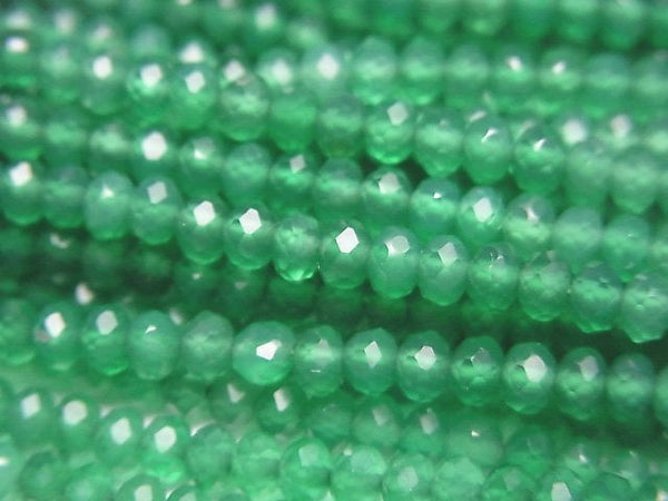 [Video]High Quality Green Onyx AAA Faceted Button Roundel 3x3x2mm 1strand beads (aprx.15inch/36cm)