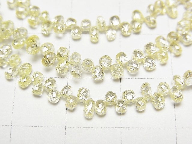 [Video] Unheated Yellow Color Diamond AAA Drop Faceted Briolette 5pcs