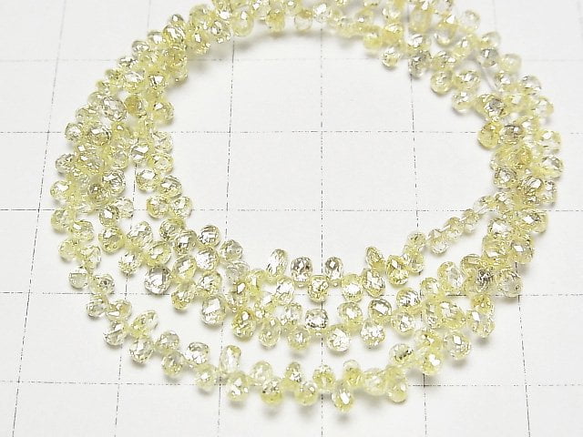 [Video] Unheated Yellow Color Diamond AAA Drop Faceted Briolette 5pcs