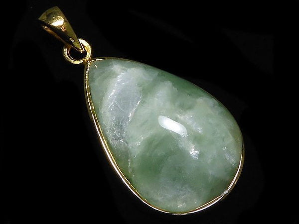 [Video][One of a kind] Mint Green Mica Pendant 18KGP NO.21