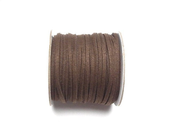 1roll (Approx 20m)$4.79! Fake Suede Leather Flat Wire 3x2mm Dark Brown NO.2 1roll