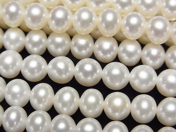 [Video]Fresh Water Pearl AAA- Potato 6mm White 1strand beads (aprx.14inch/35cm)