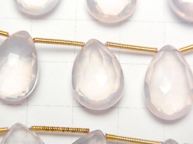 [Video]High Quality Rose Quartz AAA Pear shape Faceted Briolette 1strand beads (aprx.6inch/15cm)