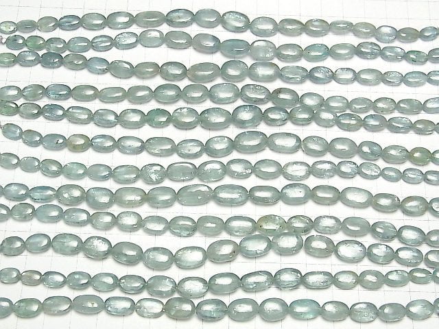 [Video]High Quality Sky Kyanite AA++ Oval 1strand beads (aprx.7inch/18cm)