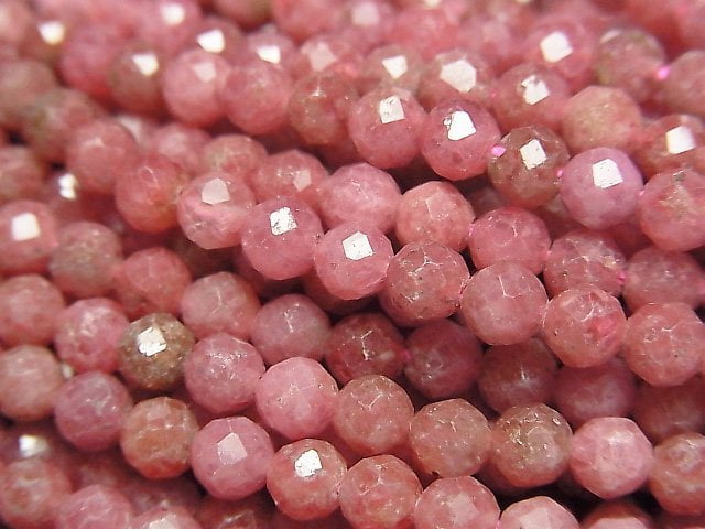 [Video]High Quality! Imperial Rhodonite AA+ Faceted Round 4mm 1strand beads (aprx.15inch/37cm)
