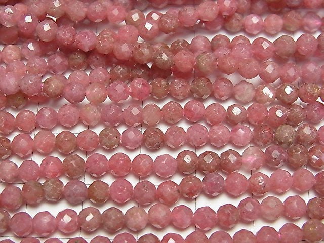 [Video]High Quality! Imperial Rhodonite AA+ Faceted Round 4mm 1strand beads (aprx.15inch/37cm)