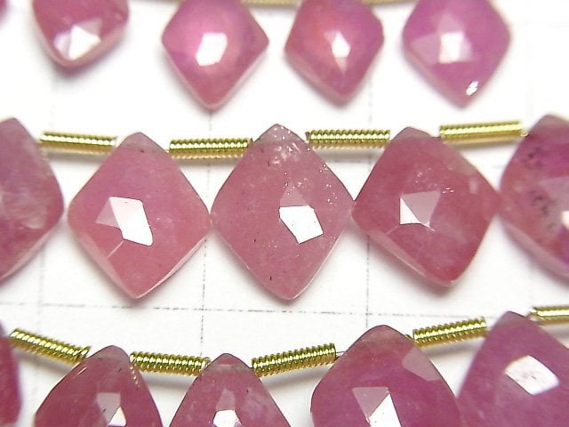 [Video] Ruby (Pink Sapphire) AA++ Diamond Faceted Briolette half or 1strand beads (aprx.7inch/17cm)