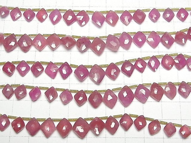 [Video] Ruby (Pink Sapphire) AA++ Diamond Faceted Briolette half or 1strand beads (aprx.7inch/17cm)