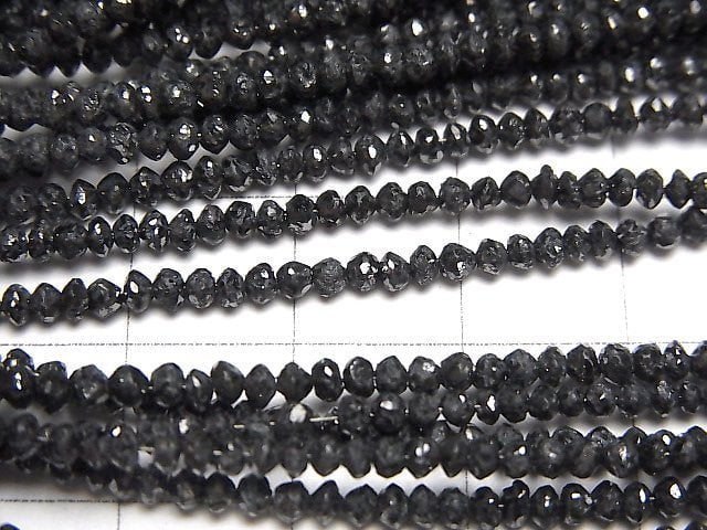 [Video] Black Diamond AAA Faceted Button Roundel half or 1strand beads (aprx.14inch/34cm)