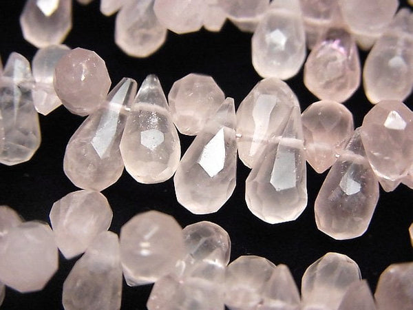 [Video]Rose Quartz AA++ Drop Faceted Briolette 1strand beads (aprx.6inch/15cm)