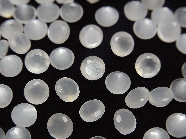 [Video]High Quality White Moonstone AAA Loose stone Round Faceted 5x5mm 5pcs