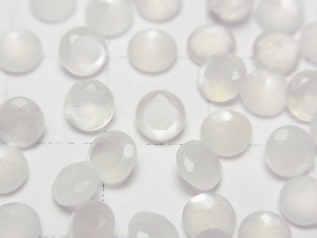 [Video]High Quality White Moonstone AAA Loose stone Round Faceted 5x5mm 5pcs