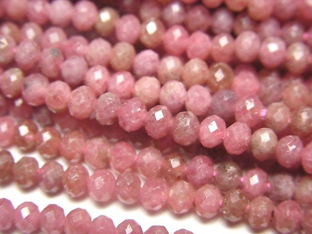 [Video]High Quality! Imperial Rhodonite AA+ Faceted Button Roundel 3.5x3.5x2.5mm 1strand beads (aprx.15inch/36cm)