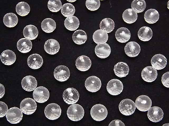 [Video]High Quality Rose Quartz AAA Half Drilled Hole Faceted Round 6mm 4pcs