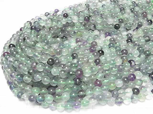 [Video] Multicolor Fluorite AA++ Round 6mm 1strand beads (aprx.15inch/37cm)