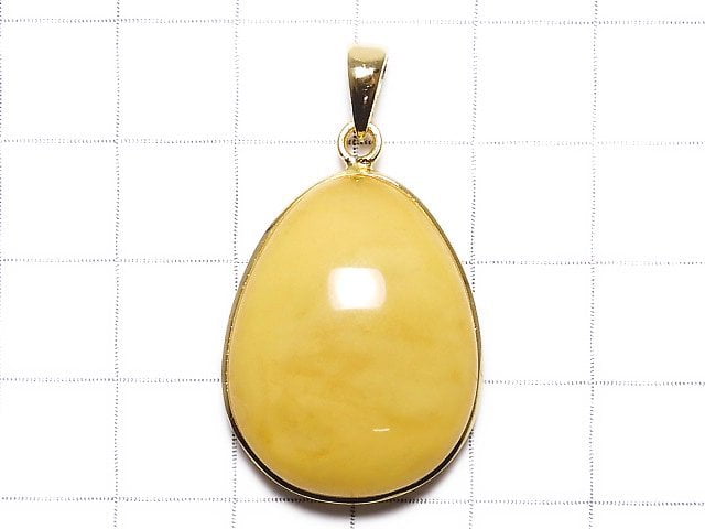 [Video][One of a kind] Baltic Amber Pendant 18KGP Honey Color NO.145