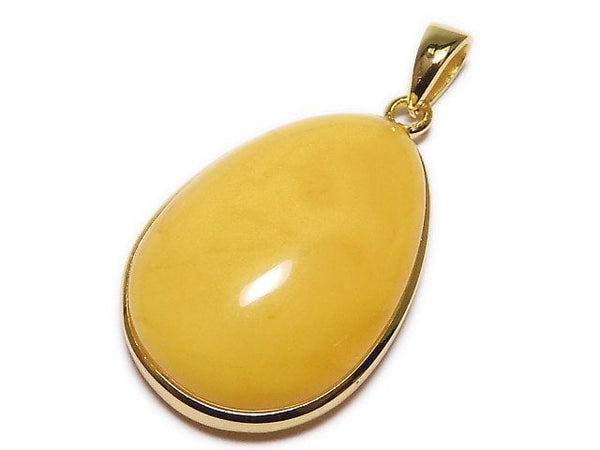 [Video][One of a kind] Baltic Amber Pendant 18KGP Honey Color NO.147