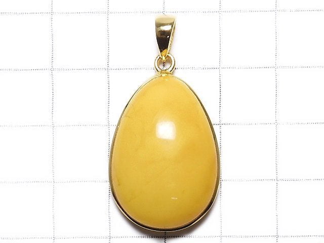 [Video][One of a kind] Baltic Amber Pendant 18KGP Honey Color NO.147