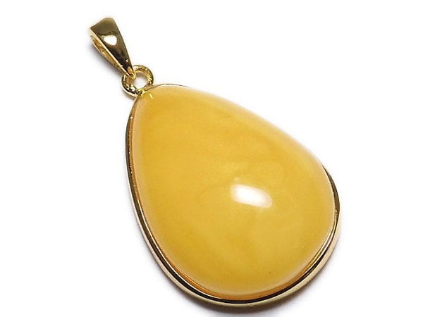 [Video][One of a kind] Baltic Amber Pendant 18KGP Honey Color NO.149